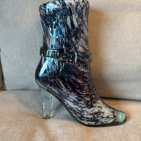Glass High-Heeled Boot Vase Green Buckle Boot Tall cavalier glass - Picture 13 of 13